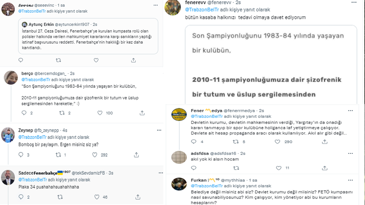 Trabzon Büyükşehir Belediyesi'nin tepki toplayan paylaşım: Fenerbahçeliler deliye döndü!