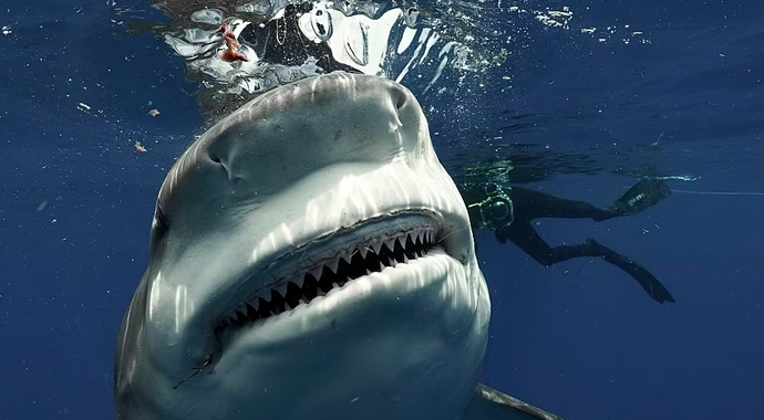 Köpek balığıyla burun buruna!