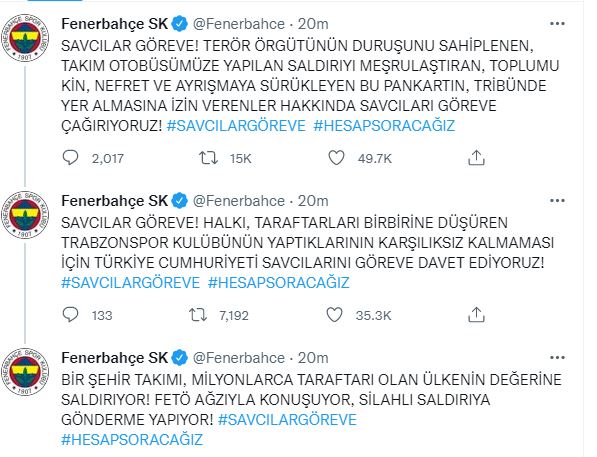 Fenerbahçe'den Trabzonspor şampiyonluk kutlamaları sırasında zehir zemberek açıklamalar