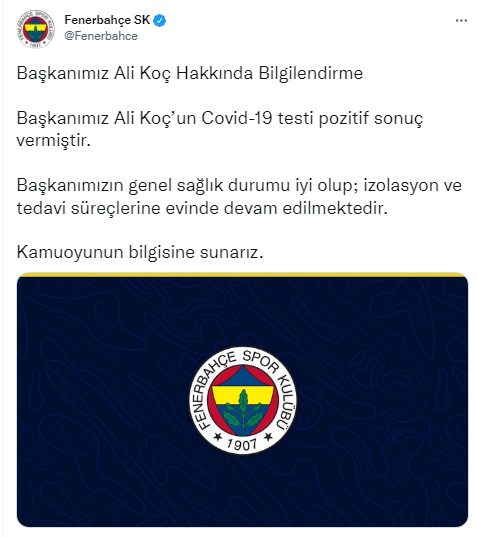 Ali Koç'un koronavirüs testi pozitif çıktı