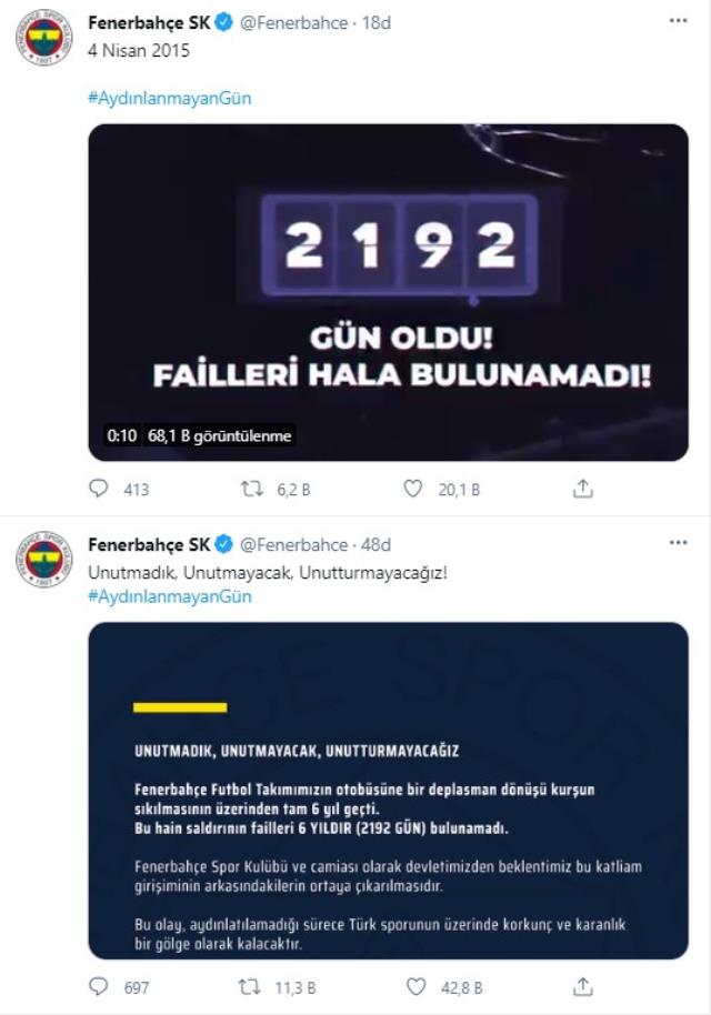 Fenerbahçe'den '4 Nisan' paylaşımı: Aydınlanmayan gün