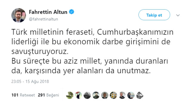Son dakika! Cumhurbaşkanlığı: Ekonomik darbe girişimini savuşturuyoruz