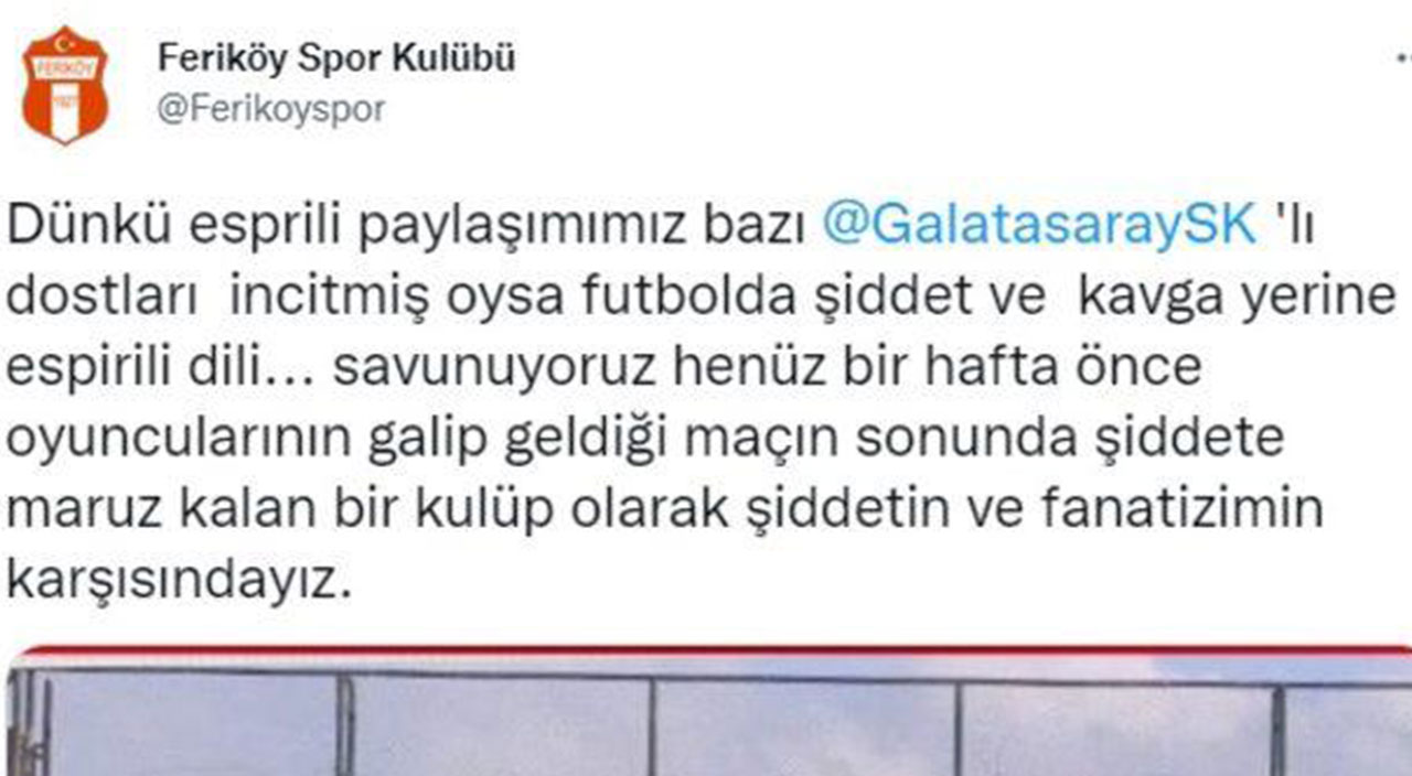 Feriköy Spor'un Galatasaray paylaşımı ortalığı karıştırdı