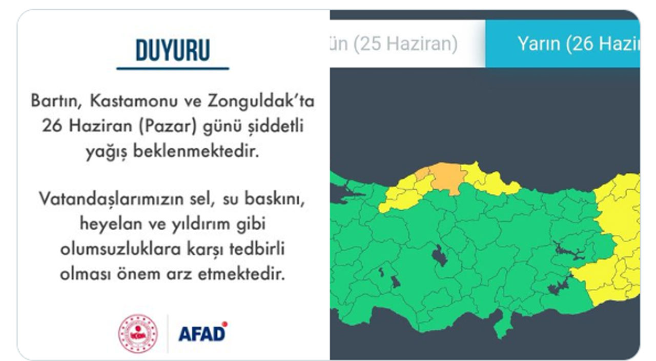 AFAD teyakkuza geçti: 3 il için sel ve heyelan uyarısı