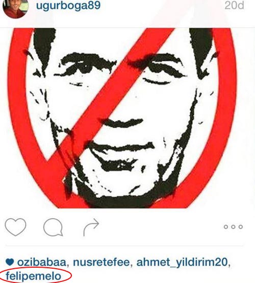 Felipe Melo Dursun Özbek paylaşımını 'beğendi'