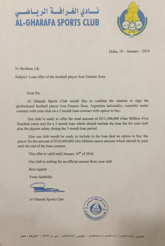 Sosa için flaş teklif