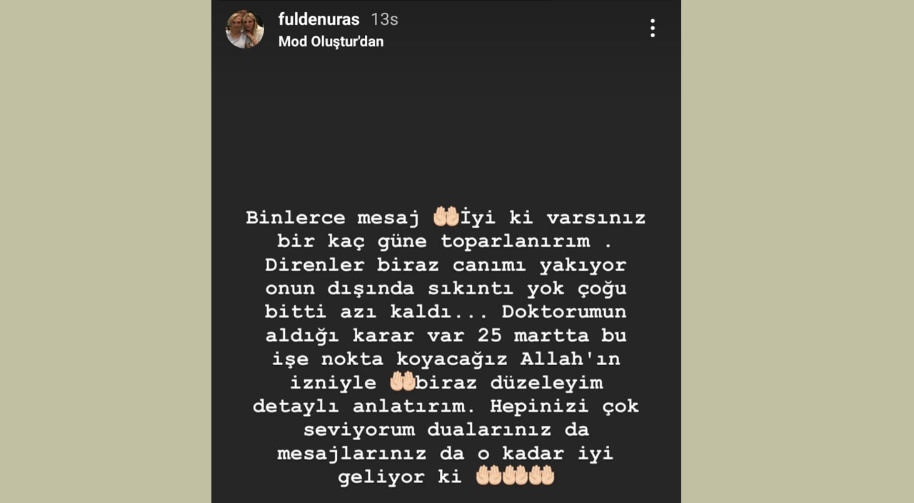 Hastaneye kaldırılan Fulden Uras’tan haber var