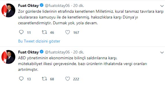 ABD ürünlerine ek vergi kararından sonra Fuat Oktay'dan açıklama