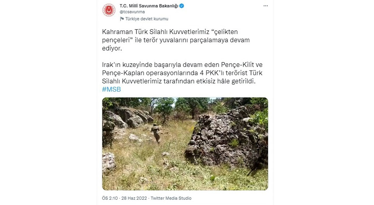 Pençe-Kilit'te PKK'ya darbe! 4 terörist öldürüldü Pençe-Kilit'te PKK'ya darbe! 4 terörist öldürüldü
