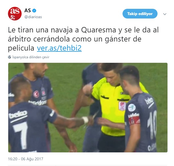 Quaresma'nın bıçak sallaması İspanya gündemine oturdu