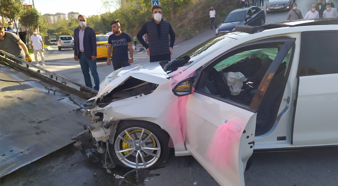 Gaziosmanpaşa’da kamyonet dehşeti: Gelin ve damat ölümden döndü