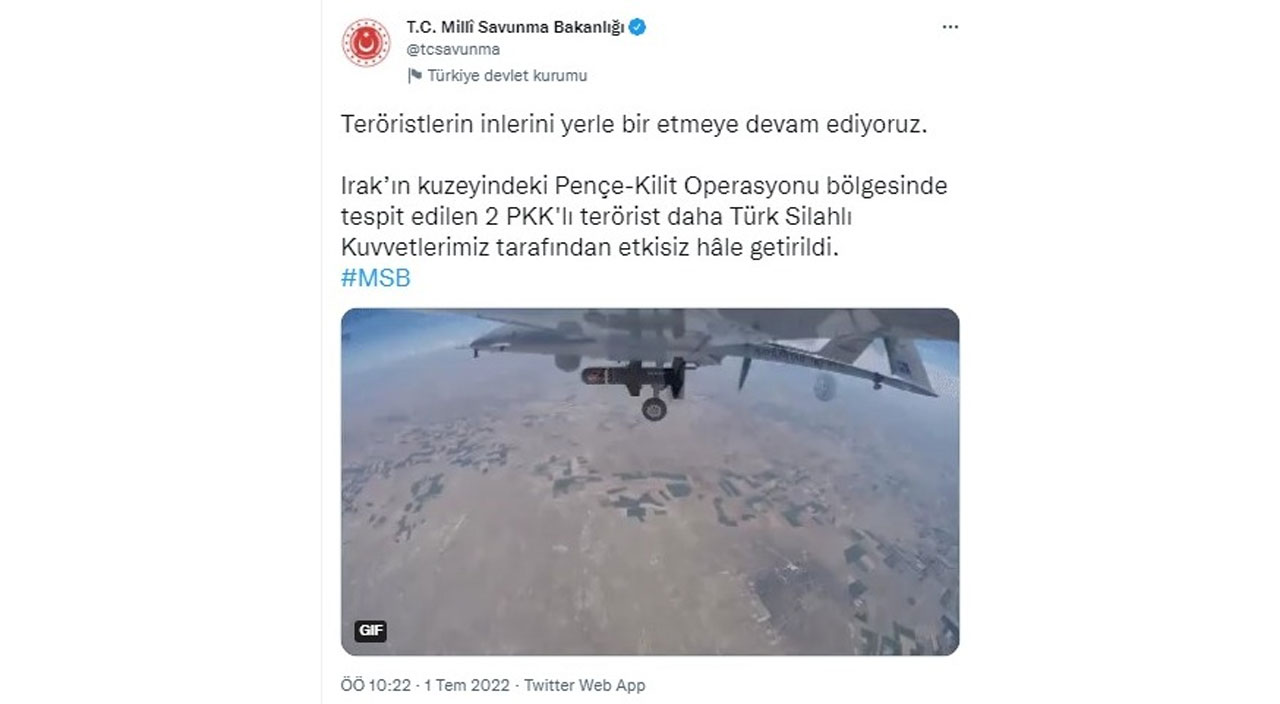 Irak'ın kuzeyinde PKK'ya darbe! 2 terörist etkisiz hale getirildi