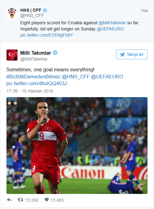 Türkiye'den Hırvatistan'a ilk gol Twitter'dan!