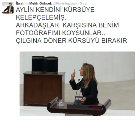 Melih Gökçek Meclis'te kendini kelepçeleyen Aylin Nazlıaka'yla dalga geçti