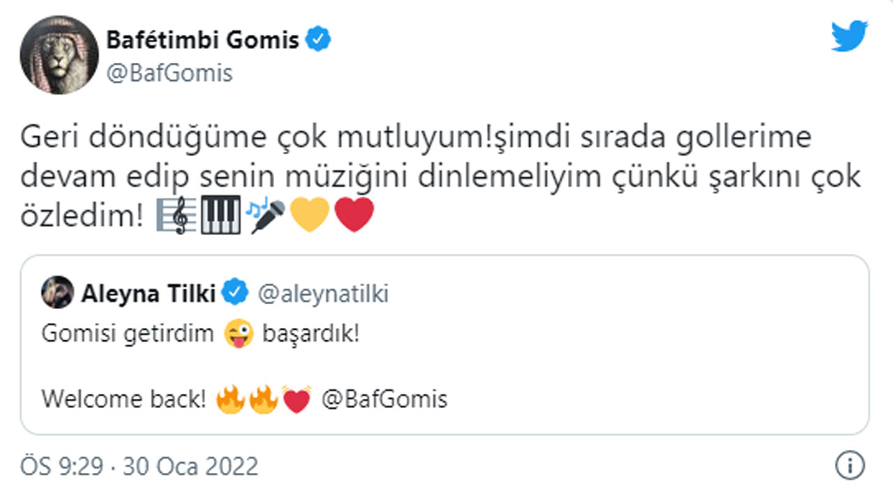 Aleyna Tilki paylaştı, Gomis'ten cevap gecikmedi Aleyna Tilki paylaştı, Gomis'ten cevap gecikmedi