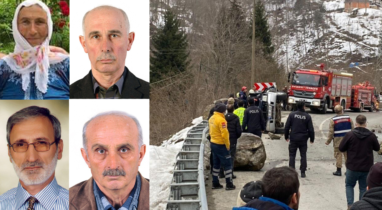 Trabzon’da feci ölüm! Yoldan düşen kayanın altında can verdiler