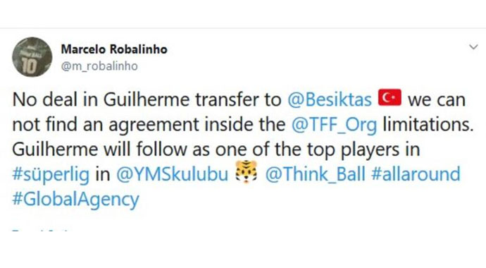 Beşiktaş'ta Guilherme'nin transferi yattı Beşiktaş'ta Guilherme'nin transferi yattı