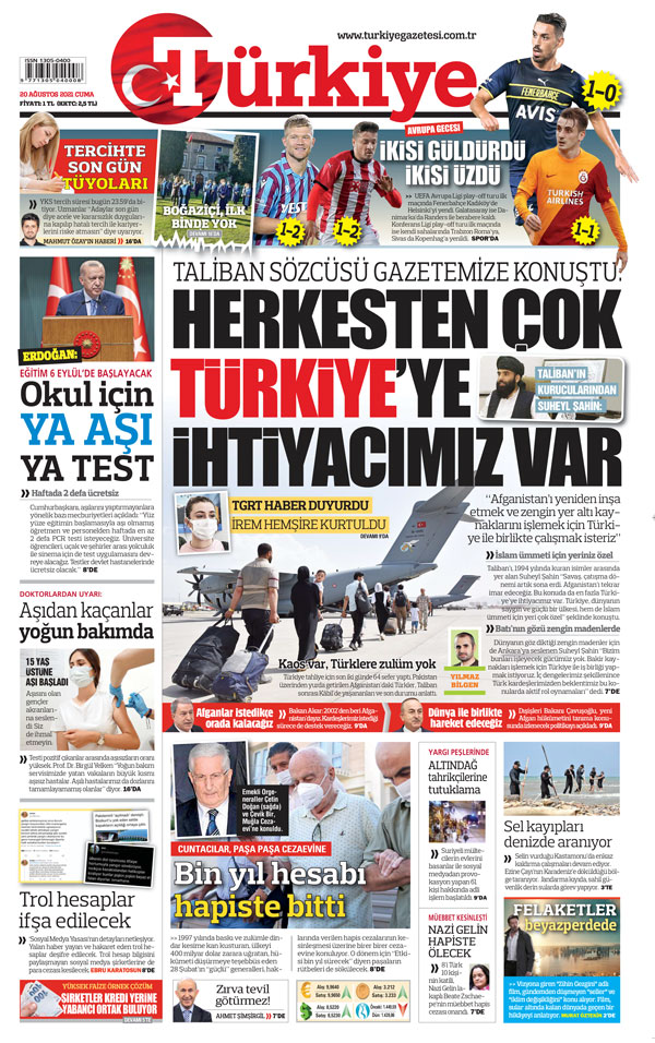 Taliban Sözcüsü: Türkiye’ye ihtiyacımız var Taliban Sözcüsü: Türkiye’ye ihtiyacımız var