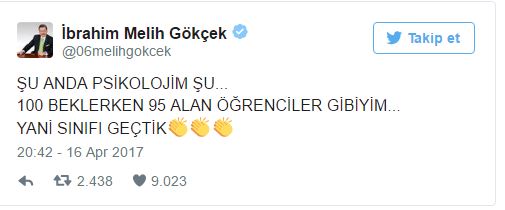 Gökçek'ten sonuçlara ilk yorum