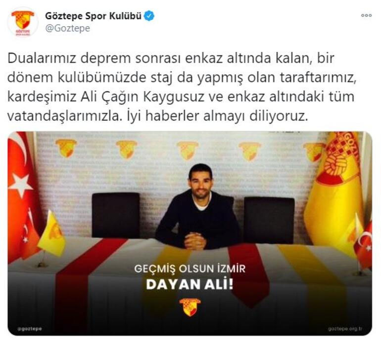 Göztepe açıkladı: Ali Çağın Kaygusuz enkaz altında