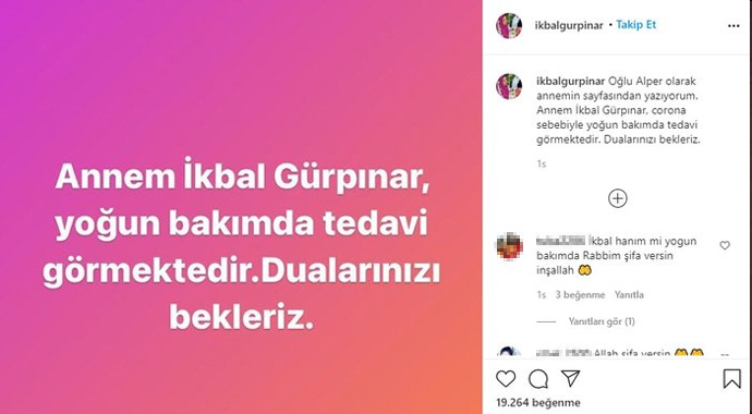 İkbal Gürpınar yoğun bakıma kaldırıldı! Koronavirüse yakalanmıştı...