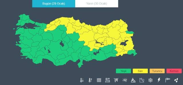 Meteoroloji'den 33 ile sarı kodlu uyarı Meteoroloji'den 33 ile sarı kodlu uyarı