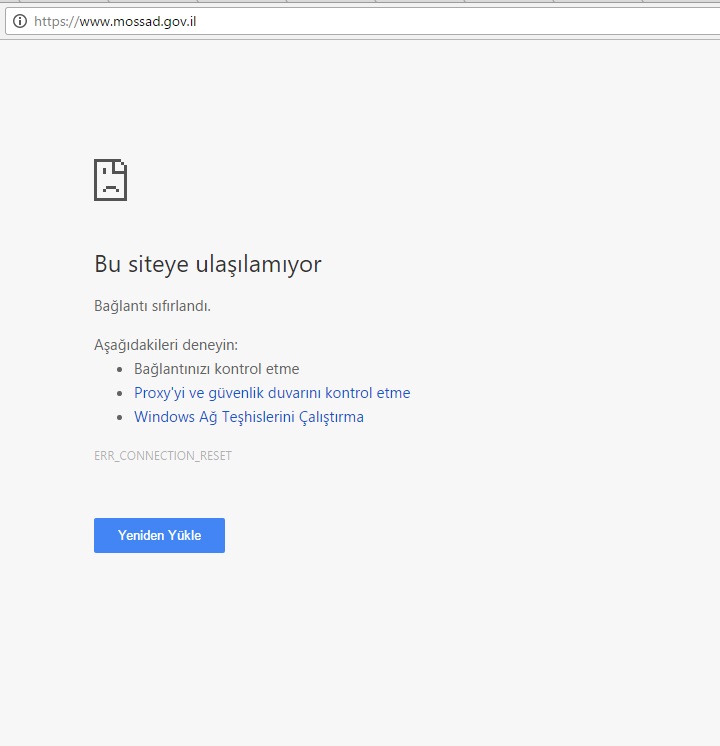 Türk hackerler MOSSAD'ın internet sitesini çökertti