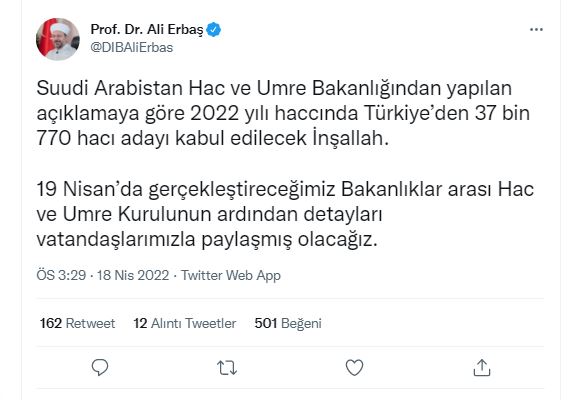 Hac kontenjanları belli oldu