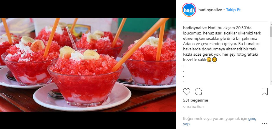 25 Ağustos Hadi ipucu DONDURMA SORUSU CEVABI | Adana ve çevresinde yapılan dondurmaya alternatif tatlının adı nedir?