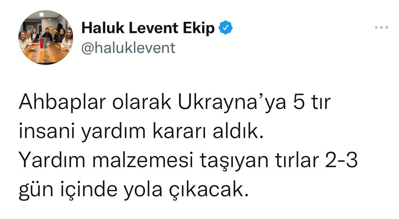 Haluk Levent harekete geçti: Ukrayna'ya yardım tırları yola çıkıyor
