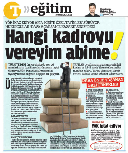 YÖK, kişiye özel ilana son verdi