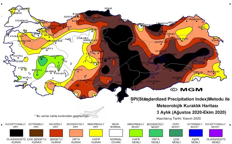 Meteoroloji'den korkutan kuraklık haritası Meteoroloji'den korkutan kuraklık haritası