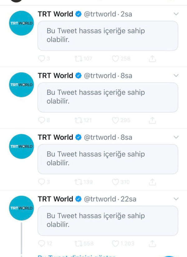 Twitter'dan TRT World’e sosyal medya sansürü Twitter'dan TRT World’e sosyal medya sansürü