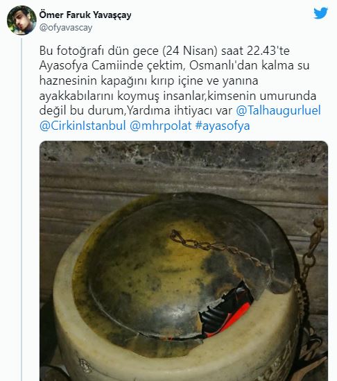 Ayasofya Camii’nde bir skandal iddia daha! Osmanlı’dan kalan tarihi hazneyi ayakkabılık yaptılar