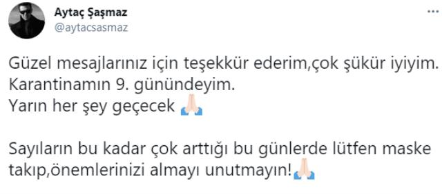 Oyuncu Aytaç Şaşmaz koronavirüse yakalandı Oyuncu Aytaç Şaşmaz koronavirüse yakalandı