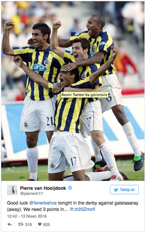 Hooijdonk'tan derbi paylaşımı