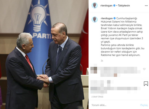Cumhurbaşkanı Erdoğan'dan 3. yıl paylaşımı