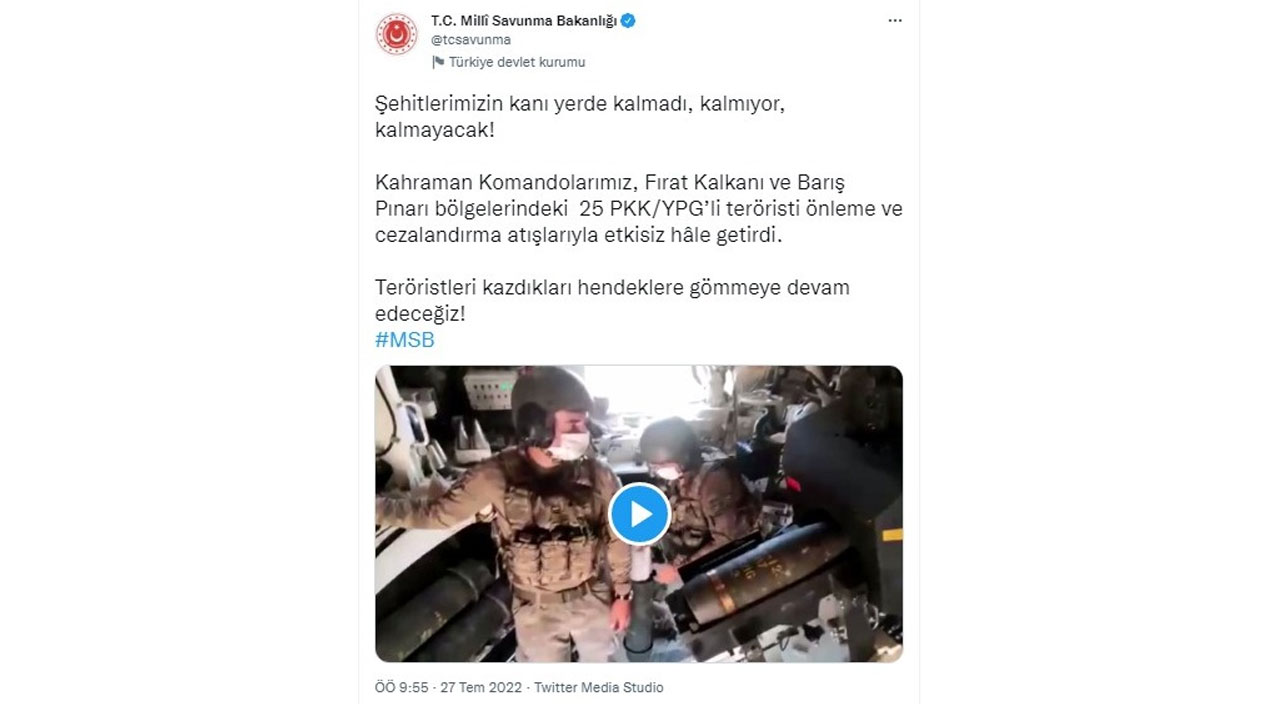 Şehitlerimizin kanı yerde kalmadı! Suriye'nin kuzeyinde PKK'ya ağır darbe: 25 terörist etkisiz Şehitlerimizin kanı yerde kalmadı! Suriye'nin kuzeyinde PKK'ya ağır darbe: 25 terörist etkisiz