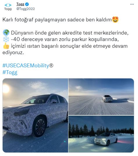 Yerli otomobil TOGG eksi 40 derecede yola çıktı