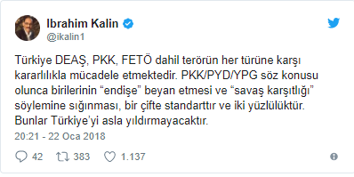 İbrahim Kalın'dan flaş Afrin Harekâtı açıklaması