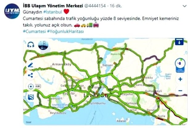 İstanbul'da trafik yoğunluğu yüzde 8'e düştü