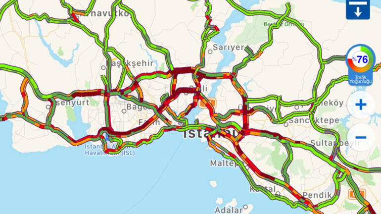 İstanbul'da trafik yoğunluğu yüzde 80'e ulaştı