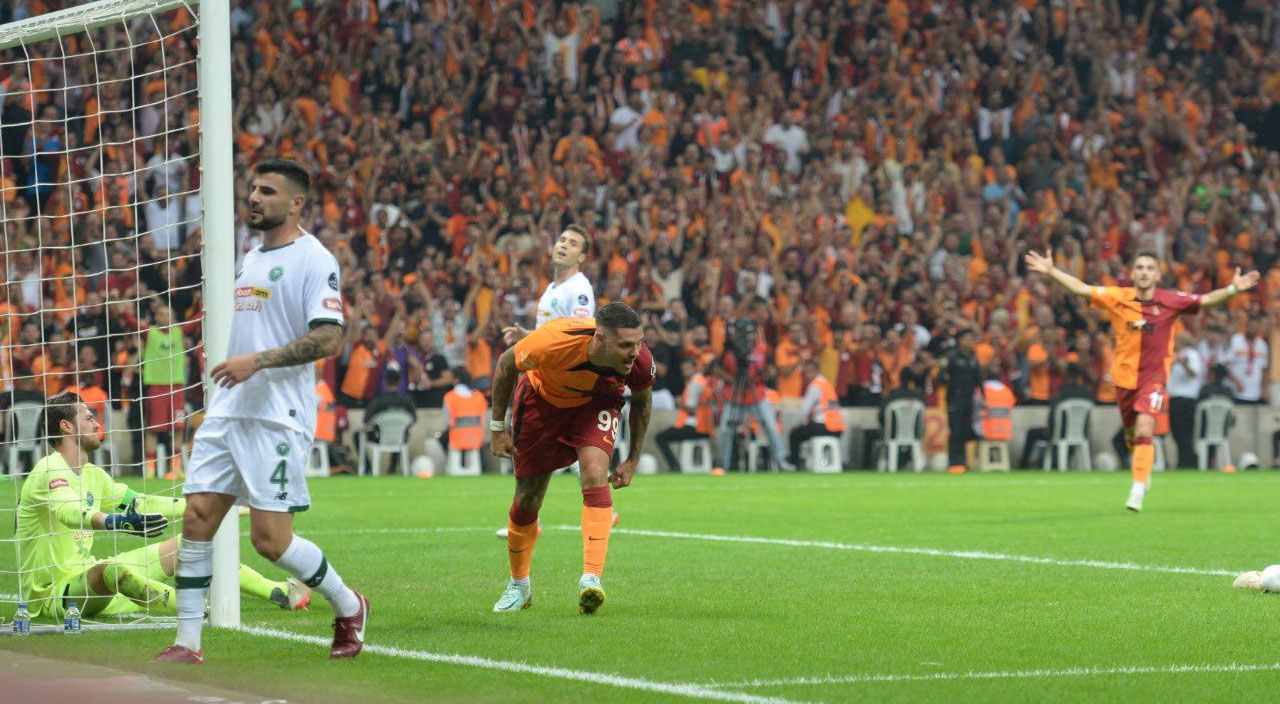 Galatasaray yenilgisiz Konyaspor 2-1'le geçti! Icardi ilk kez forma giydi, darp edildi!