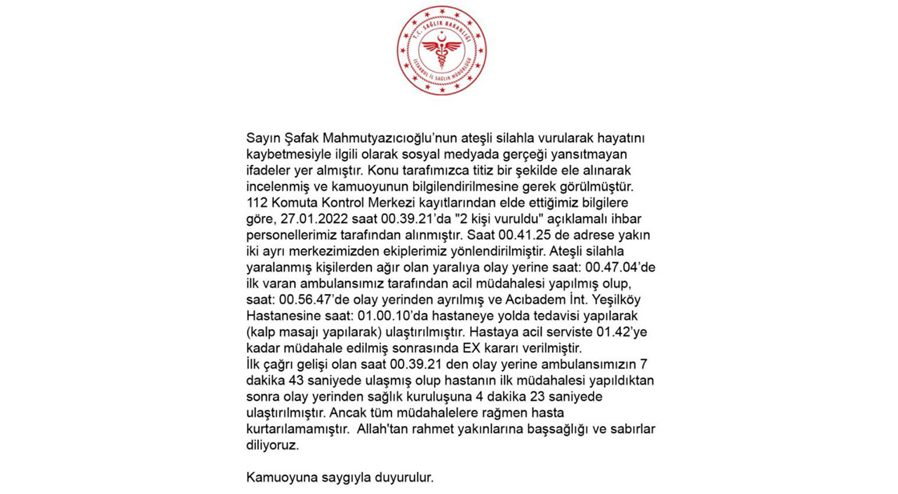 Ece Erken'in ‘ambulans geç geldi’ isyanına İl Sağlık Müdürlüğü'nden cevap