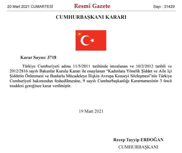 Türkiye, İstanbul Sözleşmesi'nden ayrıldı