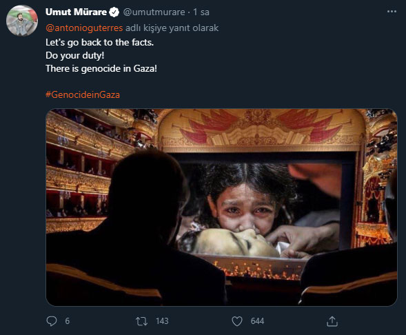 Gazze saldırı altındayken bale izliyormuş!