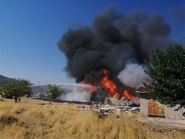 İzmir'de palet fabrikasında büyük yangın İzmir'de palet fabrikasında büyük yangın
