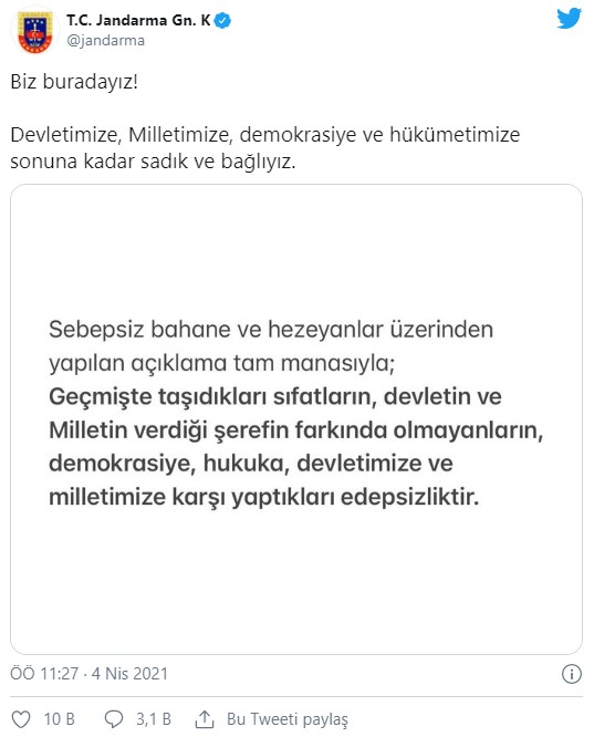 İçişleri ve Jandarma'dan açıklama: Yapılan edepsizliktir