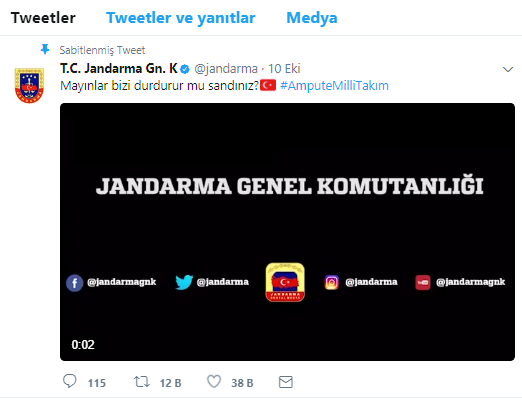 Jandarmadan Ampute Millî Takımı paylaşımı!