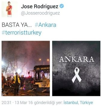 Rodriguez'den skandal Ankara tweet'i Rodriguez'den skandal Ankara tweet'i
